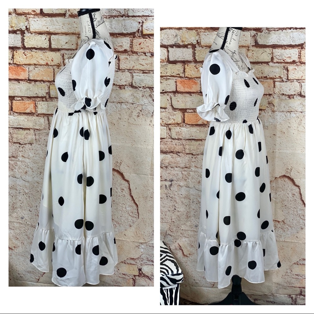 ❌Boutique NWT White Rockabilly 50s Polka Dot Dress - Picture 3 of 11